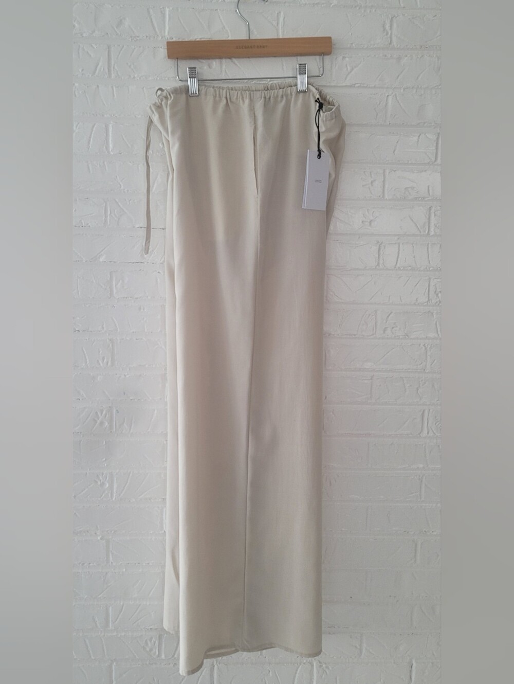 ONIA Women’s Cream Wide-Leg Drawstring Linen Blend Pants size L - Picture 3 of 8